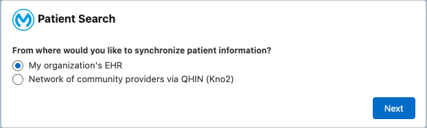 Patient Search Selection Form