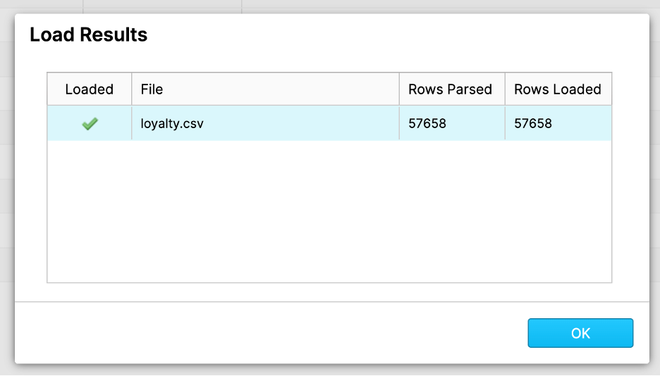 View file loaded results rows parsed and loaded into Snowflake screenshot